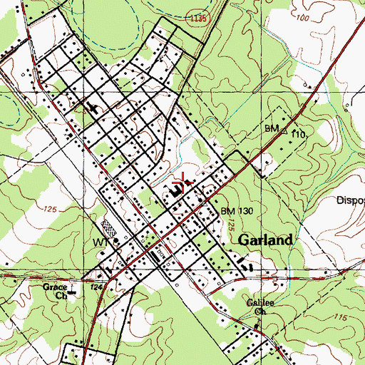 Topographic Map of Garland Elementary School, NC