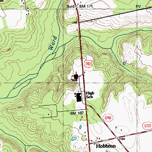 Topographic Map of Hobbton Elementary School, NC