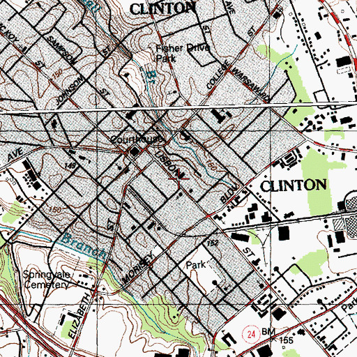 Topographic Map of Clinton City Hall, NC