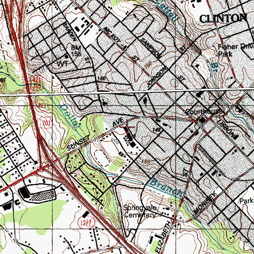 Topographic Map of Sampson Middle School, NC