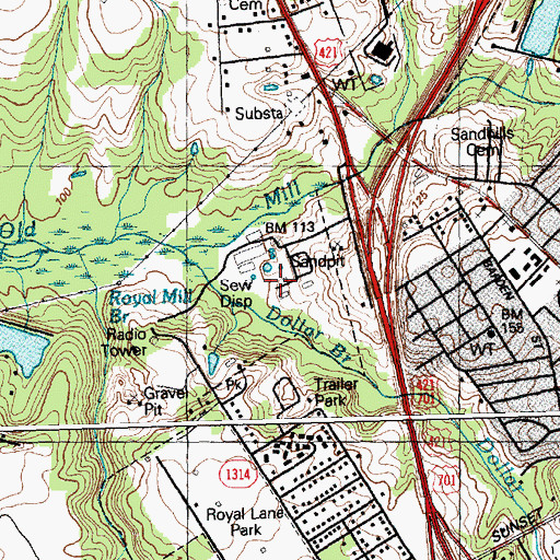 Topographic Map of Larkins Wastewater Treatment Plant, NC