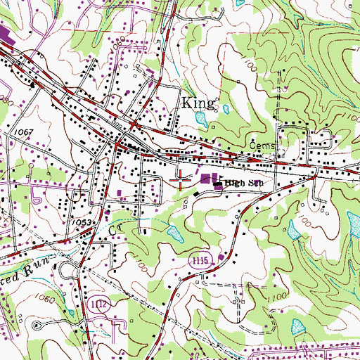Topographic Map of King Elementary School, NC