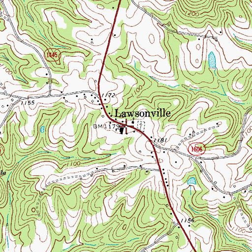 Topographic Map of Lawsonville Elementary School, NC