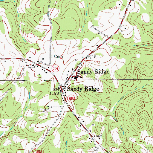 Topographic Map of Sandy Ridge Elementary School, NC
