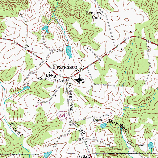 Topographic Map of Francisco Elementary School, NC