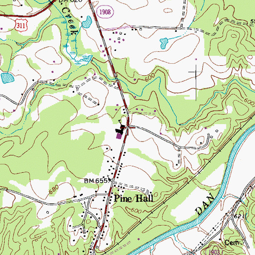 Topographic Map of Pine Hall Elementary School, NC
