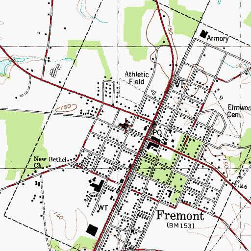 Topographic Map of Fremont Elementary School, NC