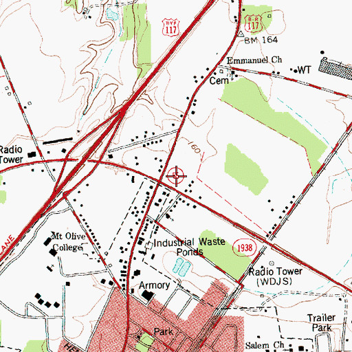 Topographic Map of The Village Shopping Center, NC