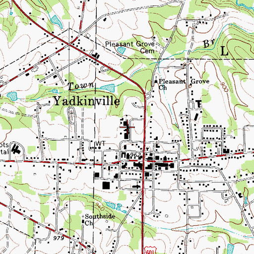 Topographic Map of Yadkinville Elementary School, NC