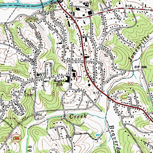 Topographic Map of Jonesville Elementary School, NC