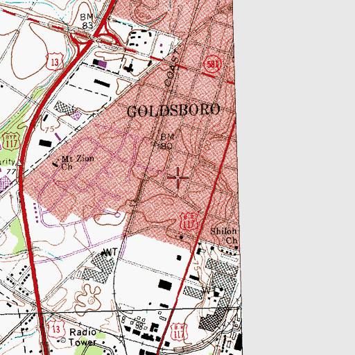 Topographic Map of School Street Elementary School, NC