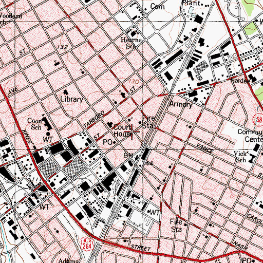 Topographic Map of Hotel Cherry, NC