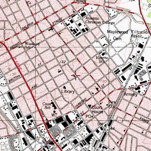 Topographic Map of Wilson Primitive Baptist Church, NC