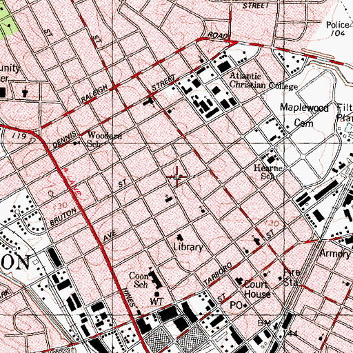 Topographic Map of E L Jordan House, NC