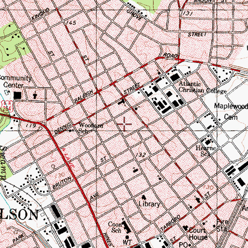 Topographic Map of Davis-Whitehead-Harris House, NC