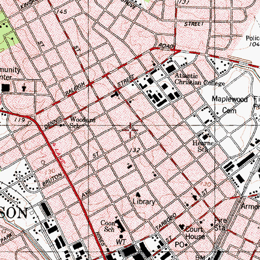 Topographic Map of Wilkins-Walston House, NC