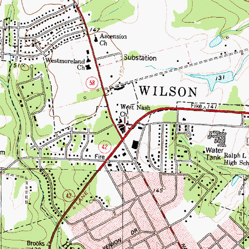 Topographic Map of Brentwood Shopping Center, NC