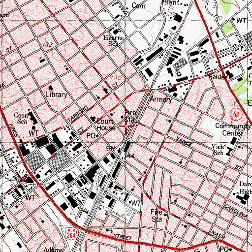 Topographic Map of Wiggins-Hadley House, NC