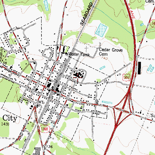 Topographic Map of Elm City Middle School, NC