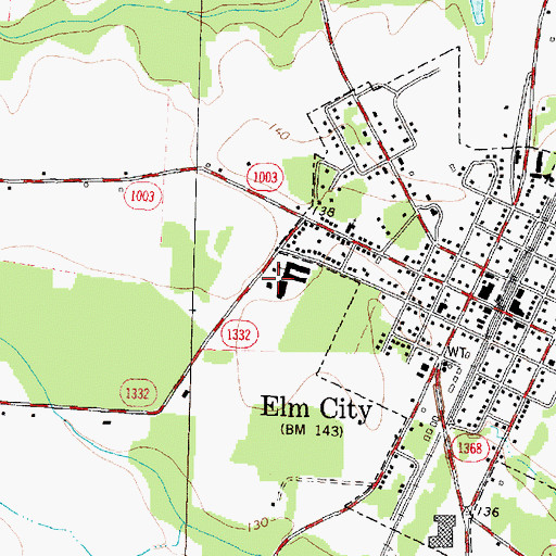 Topographic Map of Elm City Elementary School, NC