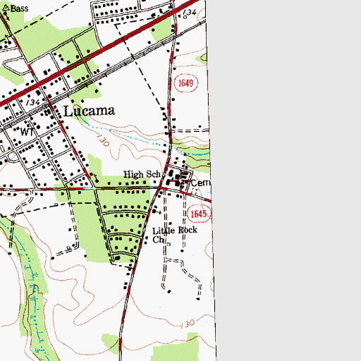 Topographic Map of Lucama Elementary School, NC