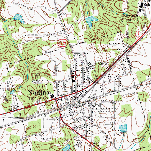 Topographic Map of Norlina Middle School, NC