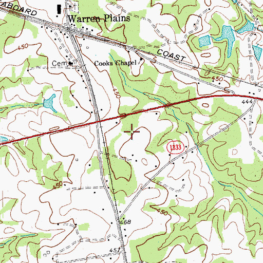 Topographic Map of Warren County High School, NC