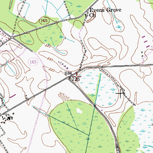 Topographic Map of Johnson Middle School, NC