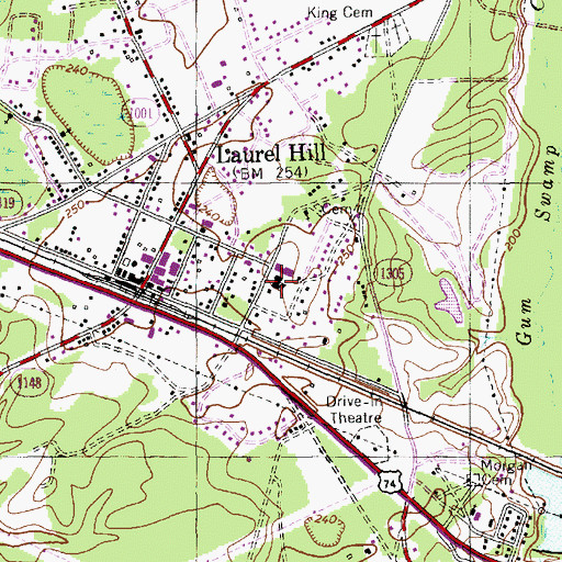 Topographic Map of Laurel Hill Elementary School, NC