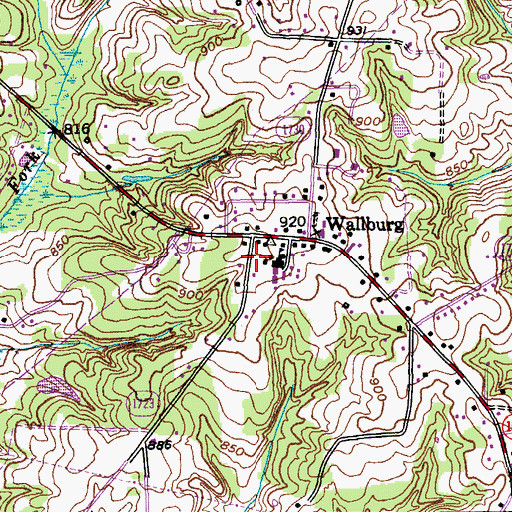 Topographic Map of Wallburg School, NC