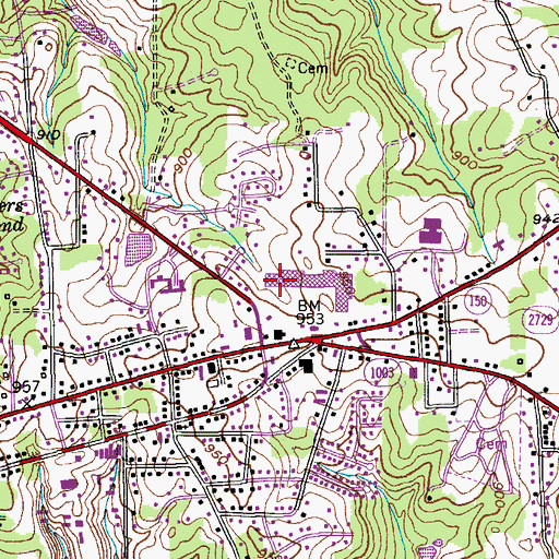 Topographic Map of Parkview Shopping Center, NC