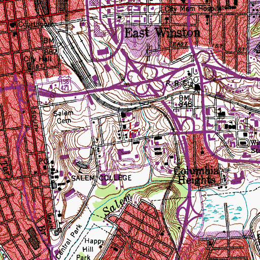 Topographic Map of Salem Tavern, NC
