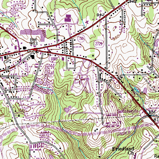 Topographic Map of Oaklawn Memorial Gardens, NC