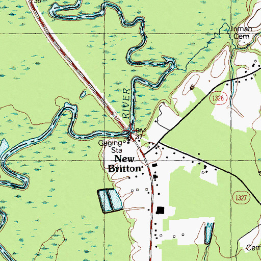 Topographic Map of New Brittain Ferry (historical), NC