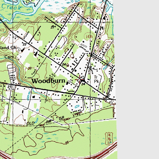 Topographic Map of Woodburn, NC