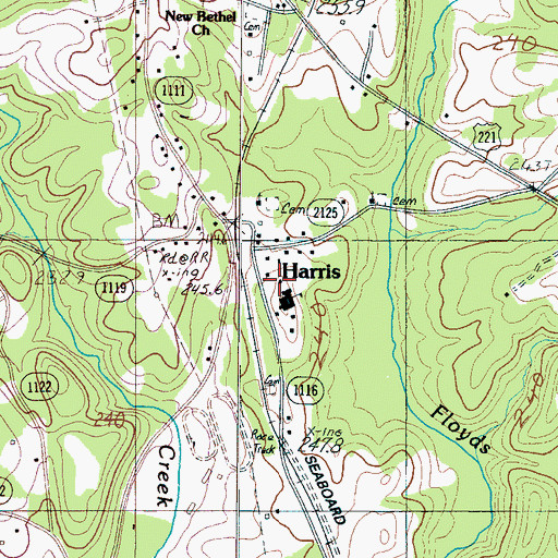 Topographic Map of Harris Elementary School, NC