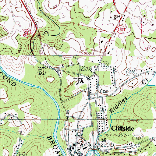 Topographic Map of Cliffside Elementary School, NC