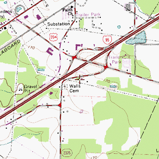 Topographic Map of Outlet Plaza, NC