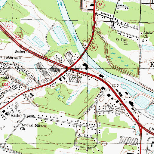 Topographic Map of Frenchmans Creek Mall, NC