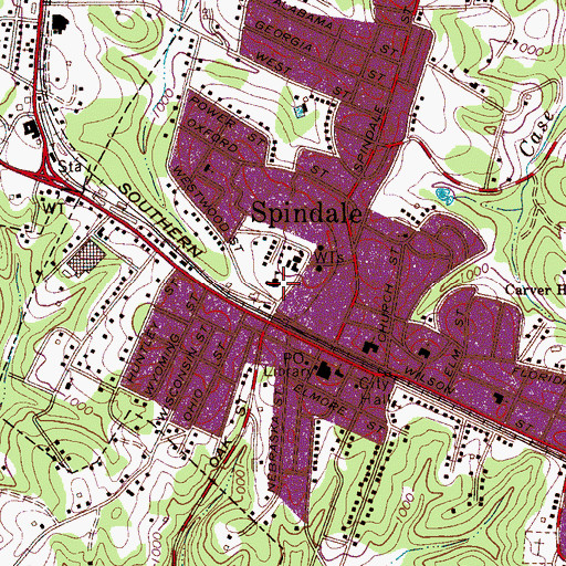 Topographic Map of Spindale Elementary School, NC