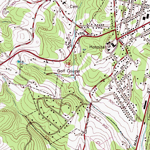 Topographic Map of Rutherfordton Golf and Country Club, NC