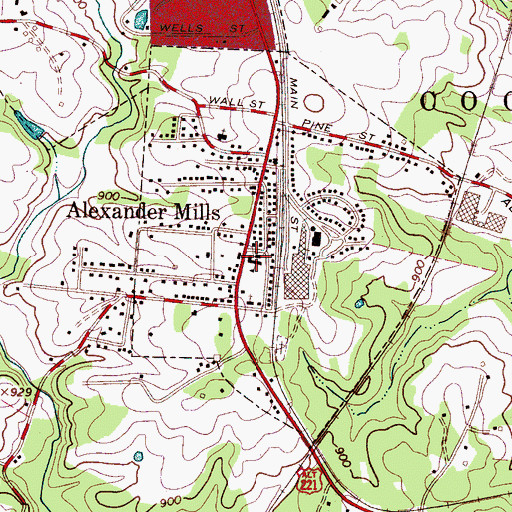 Topographic Map of Alexander Elementary School, NC