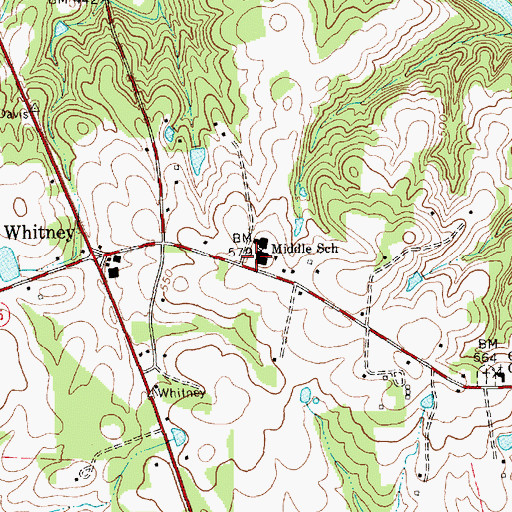 Topographic Map of B Everett Jordan Elementary School, NC