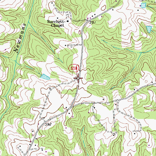 Topographic Map of Burchett School, NC