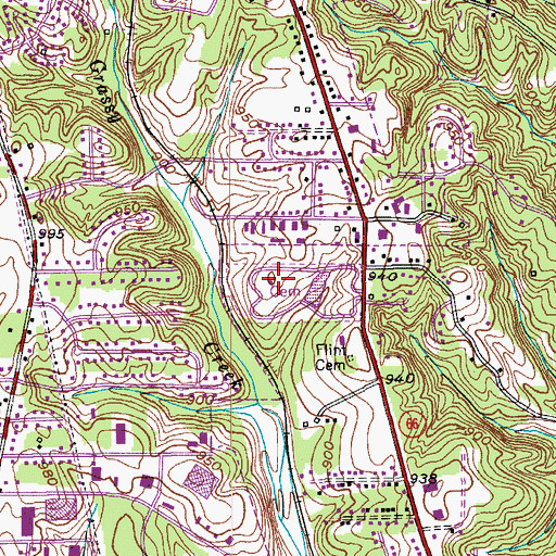 Topographic Map of Crestview Memorial Park, NC