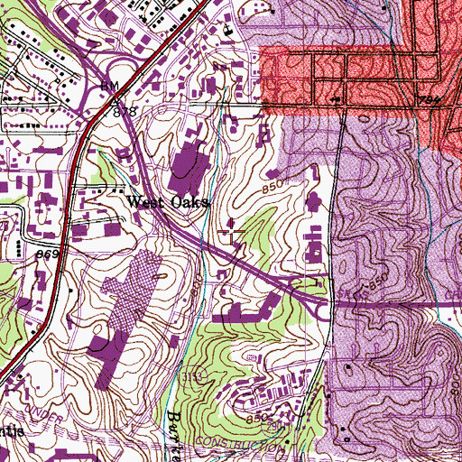 Topographic Map of The Terraces at Highland Oaks Shopping Center, NC