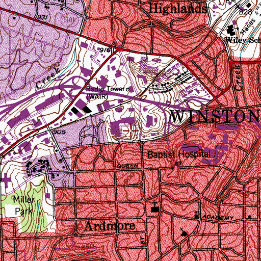 Topographic Map of Cloverdale Plaza, NC