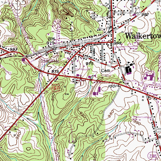 Topographic Map of Walkertown Shopping Center, NC