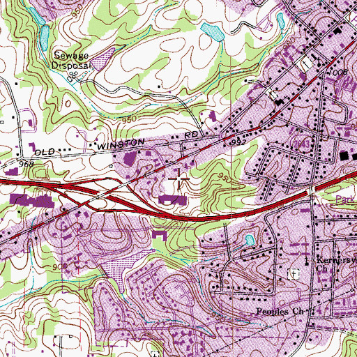 Topographic Map of Kerner Village Shopping Center, NC