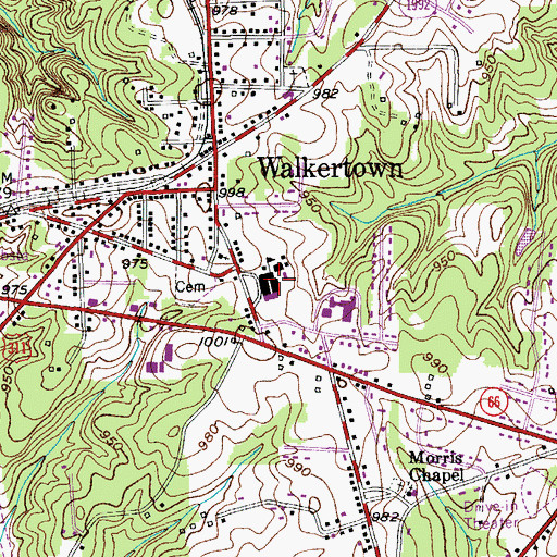 Topographic Map of Walkertown Elementary School, NC